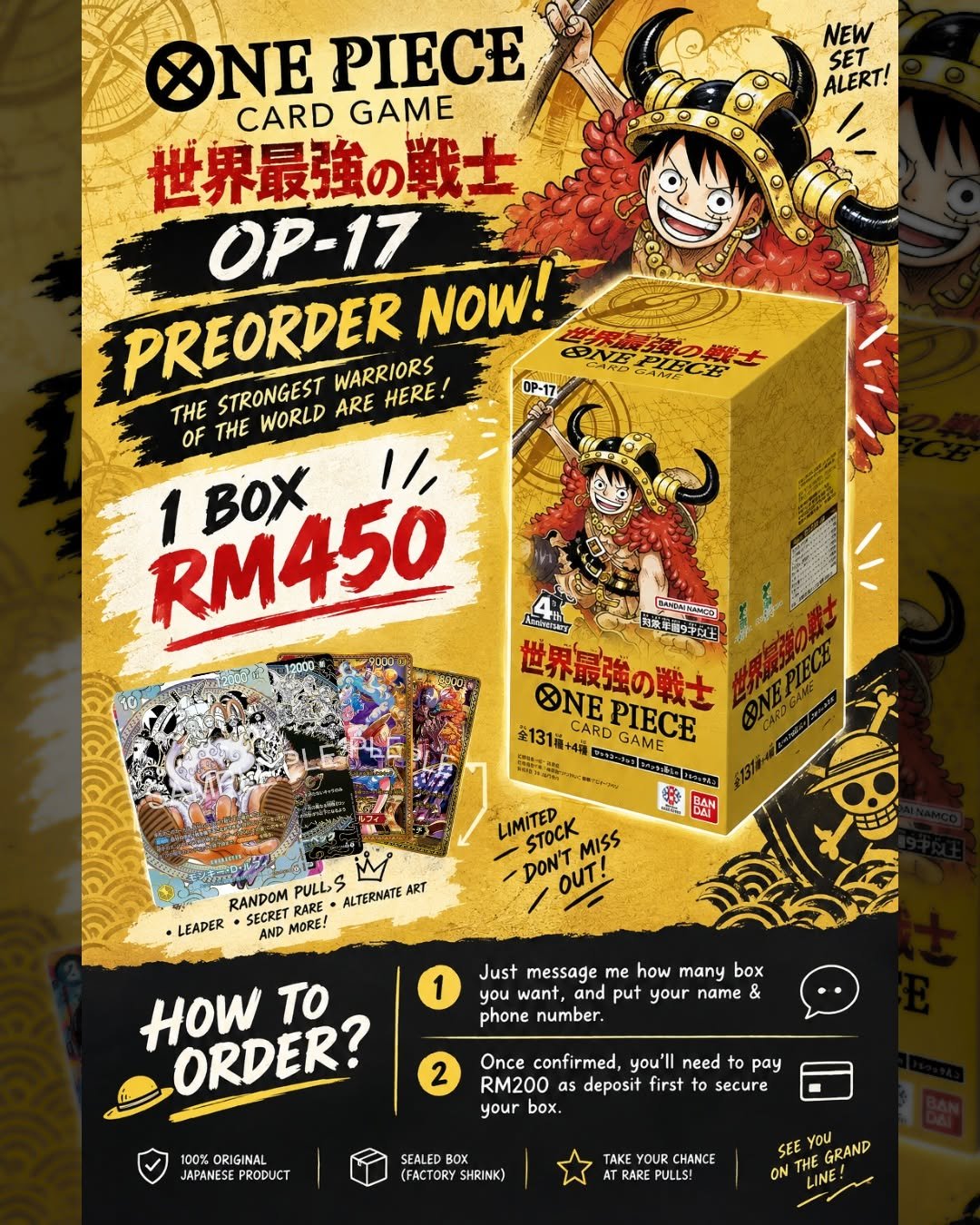 One Piece Card Game OP-17 preorder at Critical Hit TCG Penang Malaysia