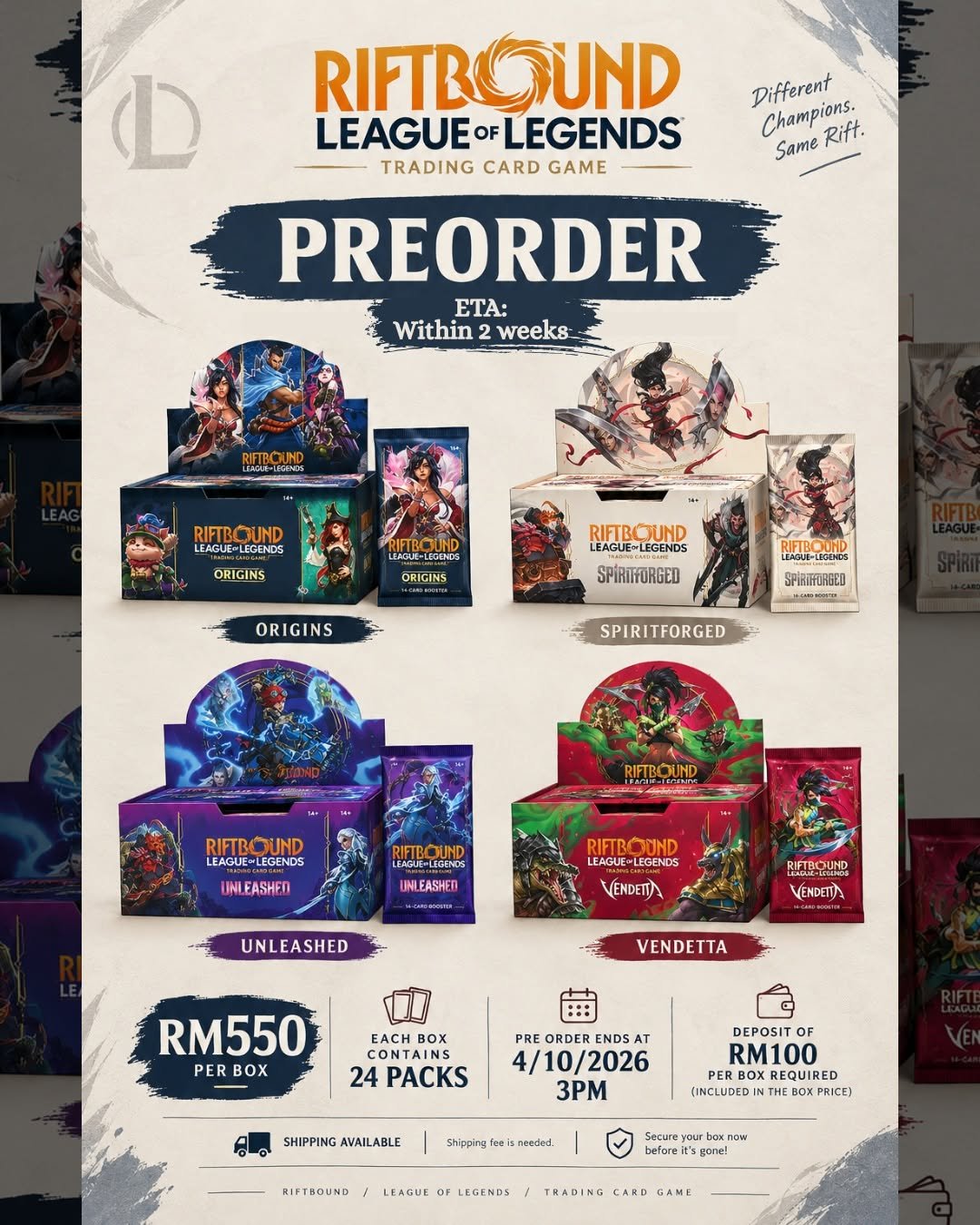 Riftbound League of Legends TCG preorder at Critical Hit TCG Penang Malaysia